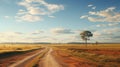 Vibrant Australian Landscape: Yellow Painted Road In Rural Setting