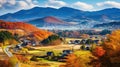 Vibrant Autumn Foliage Blanketing Japan Countryside. Generative Ai