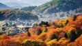 Vibrant Autumn Foliage Blanketing Japan Countryside. Generative Ai