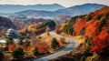 Vibrant Autumn Foliage Blanketing Japan Countryside. Generative Ai