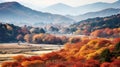 Vibrant Autumn Foliage Blanketing Japan Countryside. Generative Ai