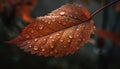 Vibrant autumn foliage reflects in dew drops on maple leaf generated by AI Royalty Free Stock Photo