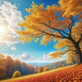 A vibrant autumn landscape against a beautiful Banner