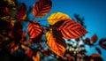 Vibrant autumn maple tree, multi colored leaves, beauty in nature generated by AI Royalty Free Stock Photo