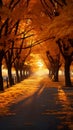 Vibrant autumn scene Golden trees sunlight parks