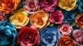 Colorful Paper Roses Backdrop for Events, Weddings, and Celebrations. Royalty Free Stock Photo