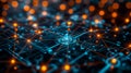 Vibrant background of connection colorful nodes, global business concept. Generative AI