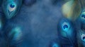 A vibrant background featuring peacock feathers with blue hues, ideal for creative designs and artistic projects Royalty Free Stock Photo
