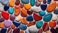 A vibrant background made up of an array of colorful natural stones