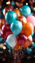 Vibrant balloon background sets the tone for a festive birthday celebration