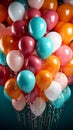 Vibrant balloon background sets the tone for a festive birthday celebration