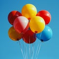 Vibrant balloons against a backdrop of a clear blue sky Royalty Free Stock Photo