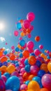 Vibrant balloons against a backdrop of a clear blue sky Royalty Free Stock Photo