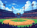 Vibrant Baseball Stadium Under Bright Sky During Game Royalty Free Stock Photo