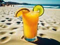 Vibrant Beach Bash with Herbal Harvey Wallbanger Delight.AI Generated