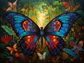 Vibrant Beauty: Multi-Colored Butterfly Illustration. Generative AI