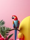 Vibrant beauty of a parrot in a minimalist studio setup,