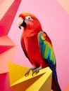 Vibrant beauty of a parrot in a minimalist studio setup,