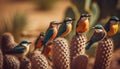 Vibrant bee eater perched on branch in Africa generated by AI
