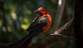 Vibrant bee eater perched on branch in African rainforest generated by AI