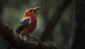 Vibrant bee eater perching on branch, alert in tropical forest generated by AI