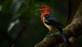 Vibrant bee eater perching on branch, surrounded by natural beauty generated by AI