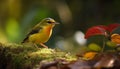 Vibrant bee-eater sits on green branch generated by AI