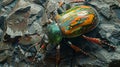 Vibrant beetle close up, paul nicklen style, rugged shell and intricate legs in pastel hues
