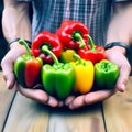 Vibrant Bell Peppers on Farming Hands