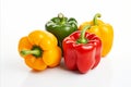 Vibrant bell peppers on white background for stunning advertisements and packaging designs