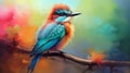 Vibrant Bird Painting On Colorful Background - Speedpainting Artwork
