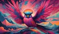 Vibrant Bird Portrait, Generative AI