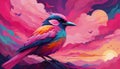 Vibrant Bird Portrait, Generative AI