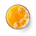 Vibrant Birds-eye-view Orange Juice In Glass With Bubbles