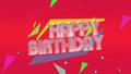 Colorful geometric birthday card with Happy Birthday on red background