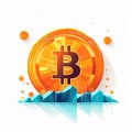 Vibrant Bitcoin Art: Flat Vector Illustration With Industrial Design Elements