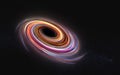 A vibrant black hole swirls at the center of the image, surrounded by a glowing, multicolored accretion disk Royalty Free Stock Photo
