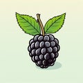 Vibrant Blackberry Illustration With Green Leaves Vintage Yankeecore Art