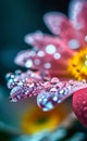 a close up of a flower with water droplets