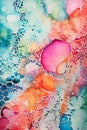 Vibrant Blooms: A Colorful Abstract of Floating Paint and Bubble Royalty Free Stock Photo
