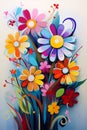 Vibrant Blooms: A Colorful Display of Paper Flowers and Stencile