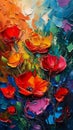 Vibrant Blooms: A Colorful Impressionistic Portrait of Red and B