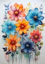 Vibrant Blooms: A Colorful Symphony of Painted Concrete Daisies