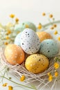 Vibrant Blooms: Crafting with Colorful Eggs, Nest Flowers, and G Royalty Free Stock Photo