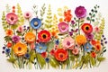 Vibrant Blooms: A Dichromatic Wall Display of Colorful Paper Flo