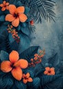 Vibrant Blooms in the Enchanting Jungle: A Moody Illustration of