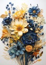 Vibrant Blooms: A Mixed Media Bouquet of Daisies and Falling Lea