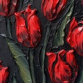 Vibrant Blooms Red Tulips in Oil Royalty Free Stock Photo