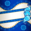 Vibrant blue banner inspired by Indian mehndi