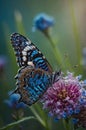 Vibrant Hackberry Emperor Butterfly Sipping Nectar from a Delicate Buddleja Flower Bloom Royalty Free Stock Photo